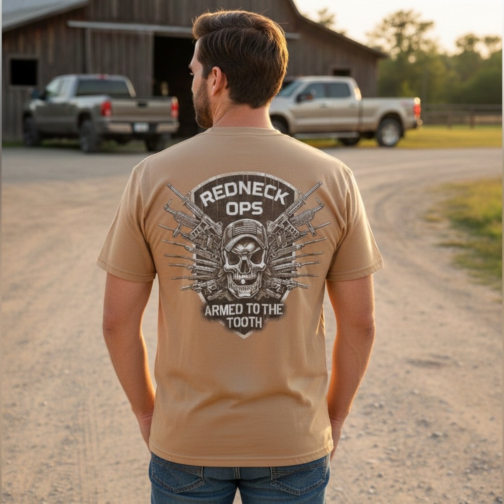 BASS PRO SHOPS Men’s Tan “Redneck Ops Armed to The Tooth” Graphic Tshirt